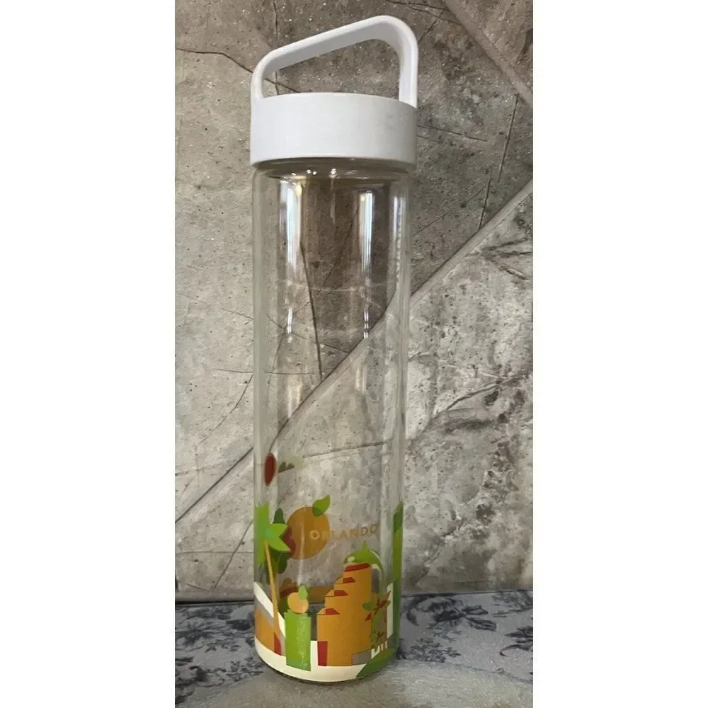 Starbucks Orlando Tall Glass Bottle W Lid You Are Here Collection Tumbler Cold